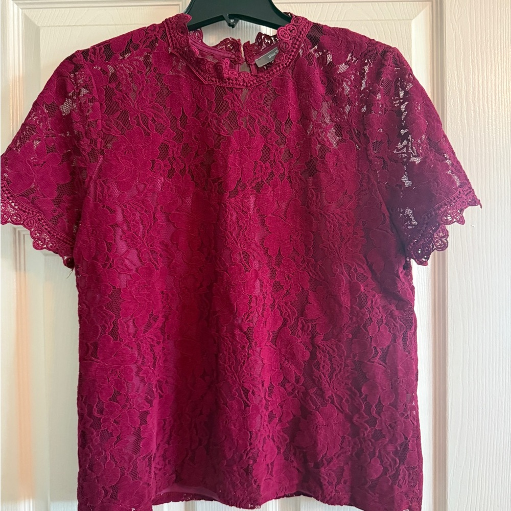 Anthropologie Lace Blouse - Deep Pink